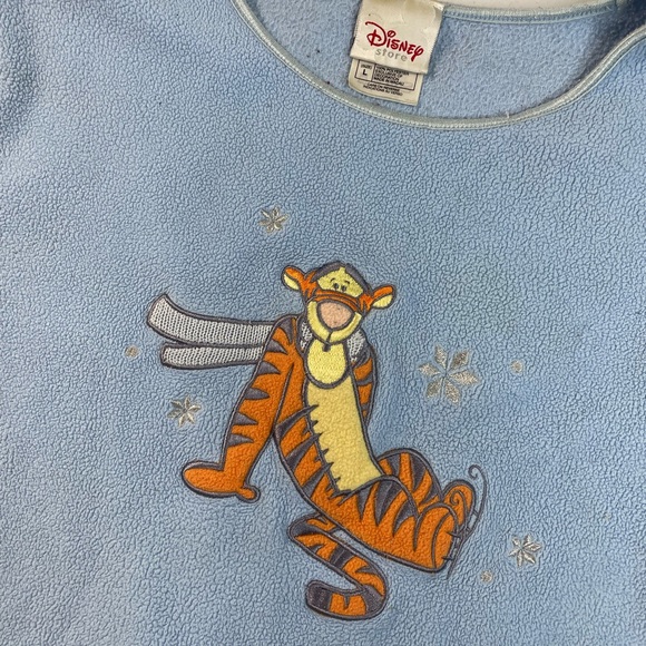 VTG Disney Store Tigger Fleece Pullover Sweatshirt Adult Large Blue Winnie Pooh - Picture 2 of 8